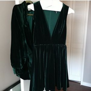 Urban outfitters velvet deep V neck party dress